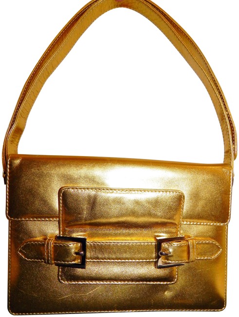 Fendi Crossbody Vintage Italy Gold Leather Shoulder Bag 