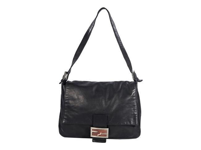 Fendi Vintage Mama Forever Black Leather Shoulder Bag 
