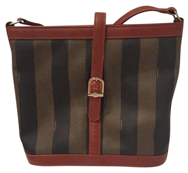 Fendi Vintage Striped Pvc Leather Italy Shoulder Bag 