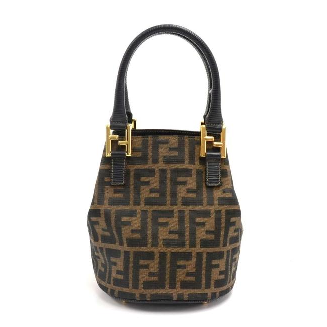 Fendi Bucket Vintage Tobacco Zucca Monogram Mini Brown Canvas Shoulder Bag 