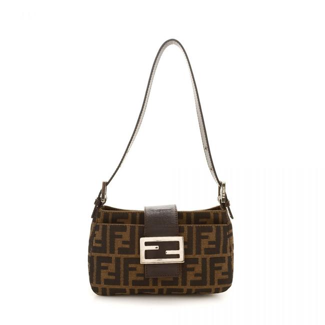 Fendi Vintage Zucca Black &amp; Brown Canvas Shoulder Bag 