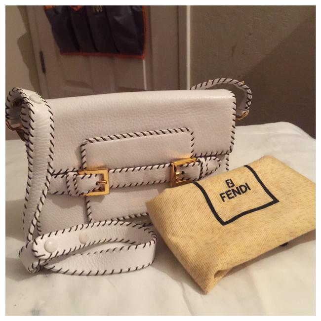 Fendi White Leather 2 Way Shoulder Bag 