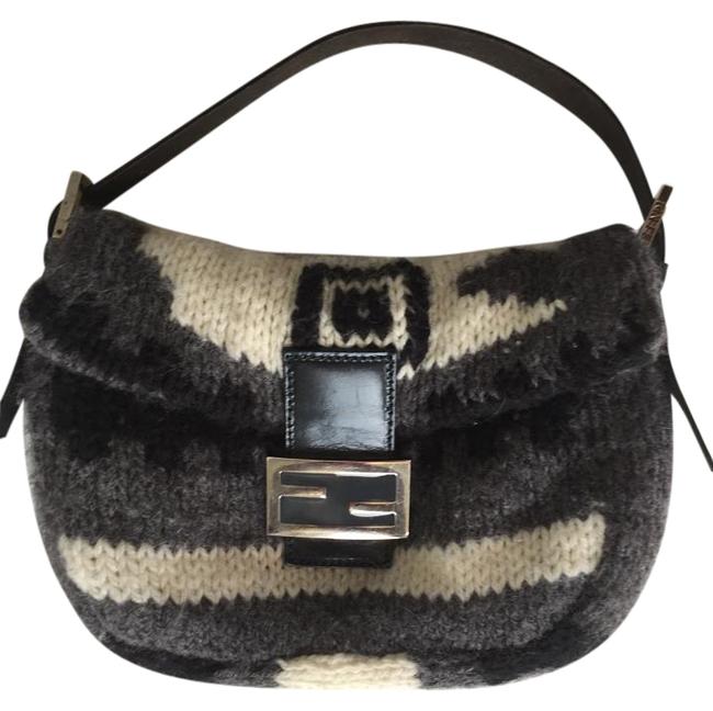 Fendi Wool Baguette Handbag Shoulder Bag 