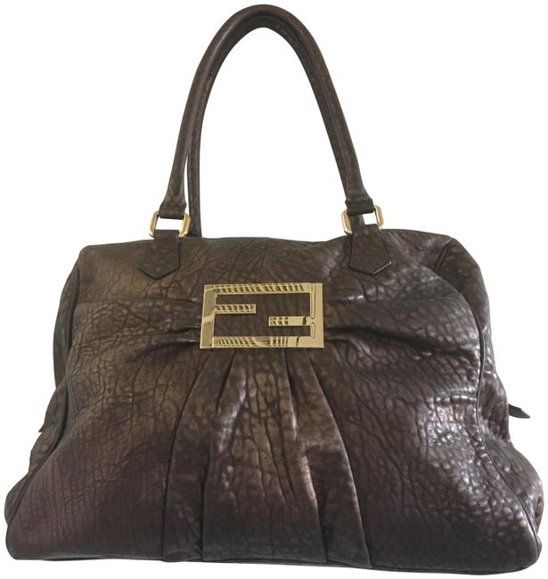 Fendi Rare Xxlg Mia Buckle 2 way Rich Bronze Leather Shoulder Bag 