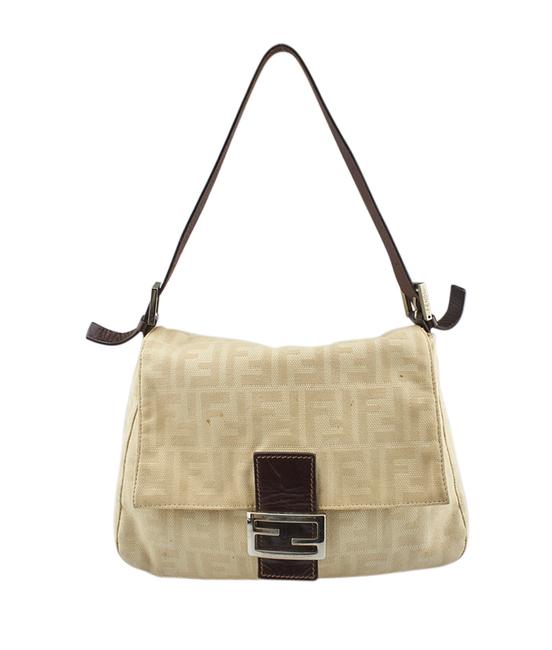 Fendi Zucca 136534 Tan Canvas Shoulder Bag 