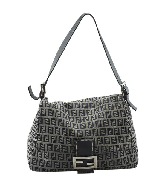 Fendi Zucca 139529 Grey Canvas Shoulder Bag 