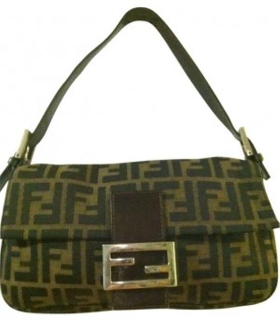 Fendi Zucca Baguette Tobacco Monogrammed Jaquard Shoulder Bag 