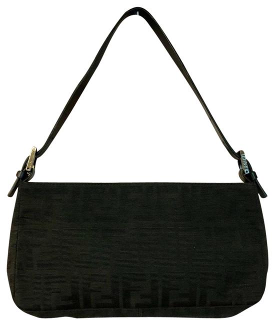 Fendi Zucca Black Canvas Shoulder Bag 