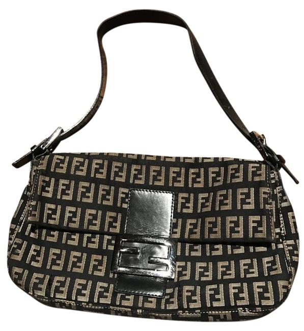 Fendi Zucca Black Grey Black Grey Canvas Shoulder Bag 
