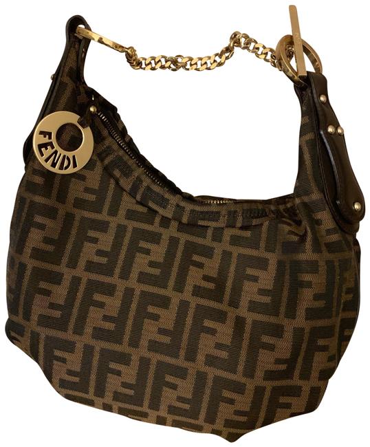 Fendi Zucca Brown Black Shoulder Bag 