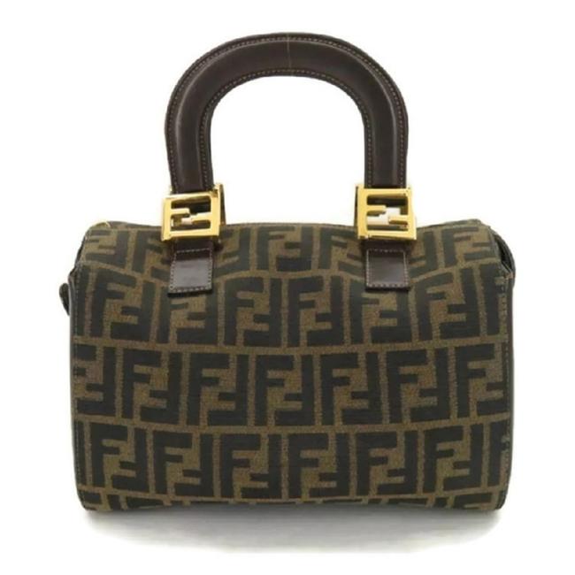 Fendi Zucca Brown Canvas Leather Hand Shoulder Bag 