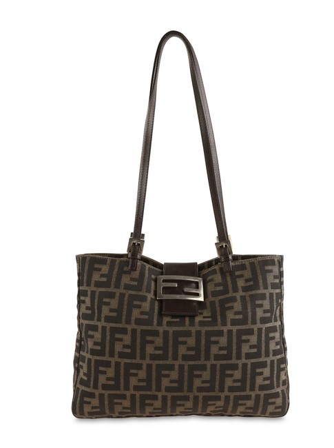 Fendi Zucca Mama Brown Canvas Shoulder Bag 