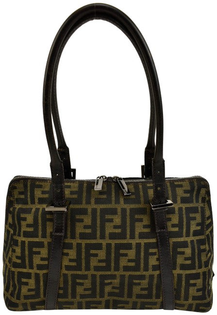Fendi Zucca Brown "Ff" Logo P Tote   Shoulder Bag 