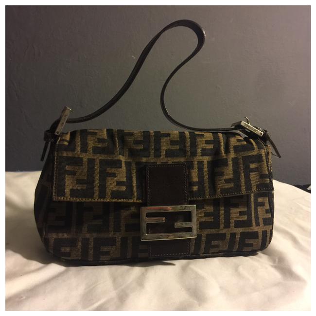 Fendi Zucca Canvas Handbag Brown Shoulder Bag 