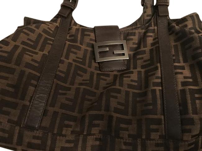 Fendi Zucca Canvas with Leather Trim Shoulder Bag 