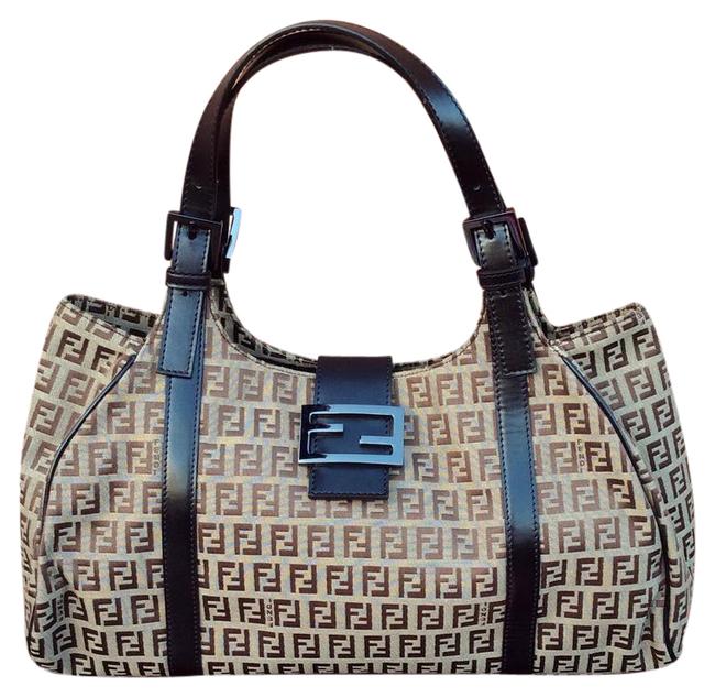 Fendi Zucca Canvas Leather Shoulder Bag 