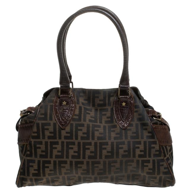 Fendi Zucca Chef Du Jour Brown Canvas and Leather Shoulder Bag 