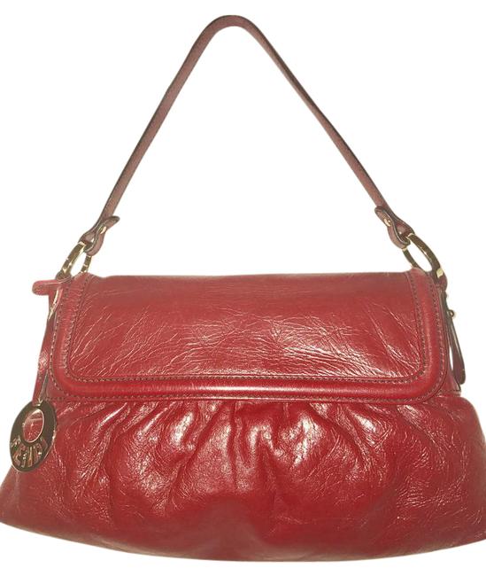 Fendi Hobo Zucca Chef Red Leather Shoulder Bag 
