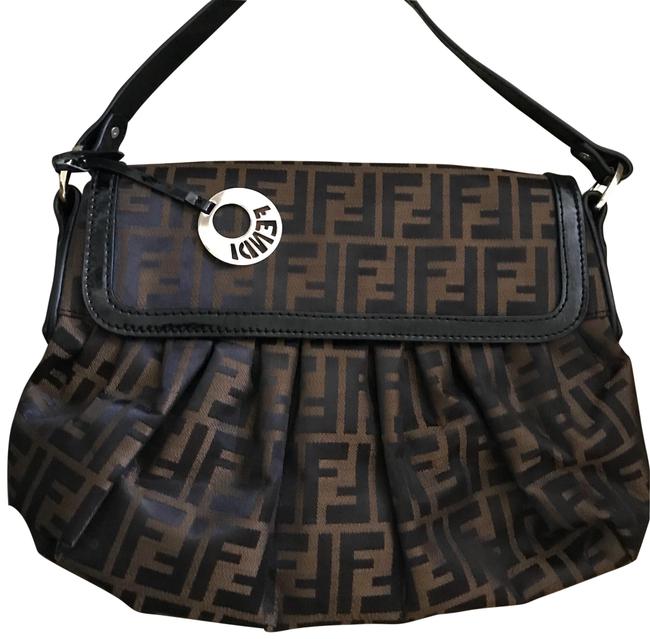 Fendi Zucca Chef Leather and Canvass Shoulder Bag 