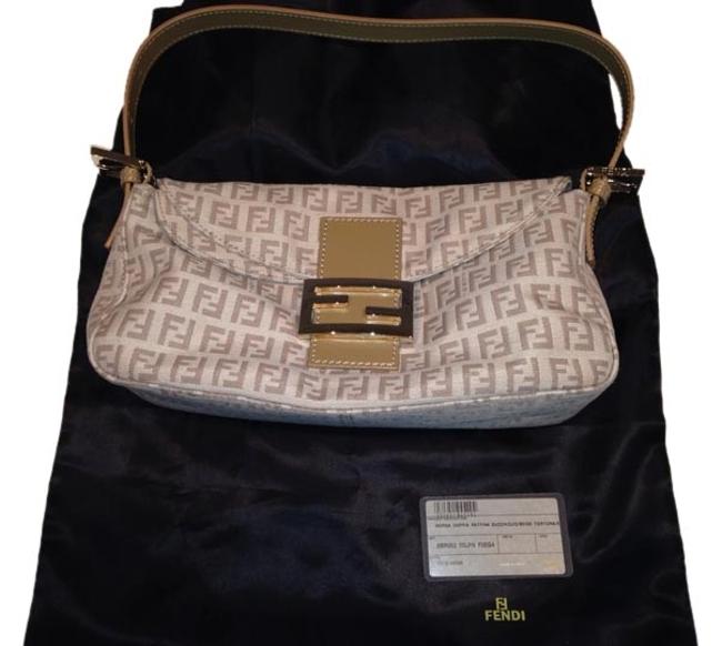 Fendi Clutch Zucca Baguette Nude Tan Shoulder Bag 