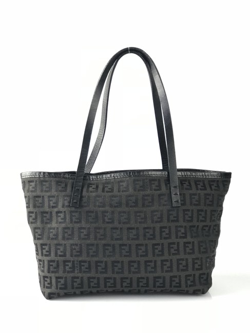 Fendi Zucca Hand Dark Brown Black Canvas Leather Shoulder Bag 