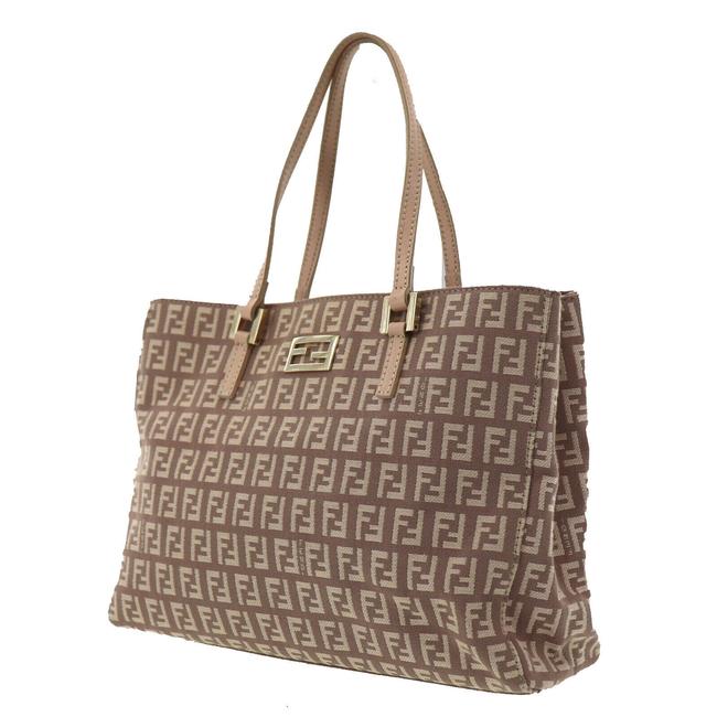 Fendi Zucca Hand Purse Brown Canvas Shoulder Bag 