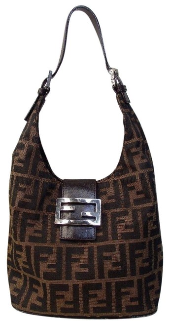 Fendi Zucca Handbag Satchel Vintage Brown Coated Canvas Shoulder Bag 
