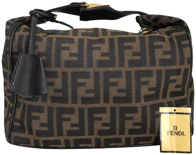 Fendi Hobo Zucca Brown Canvas Shoulder Bag 