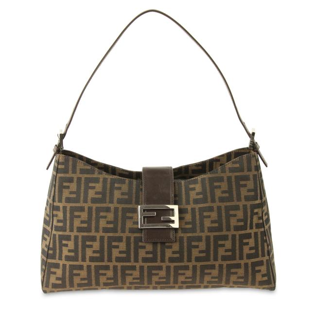 Fendi Zucca Jacquard Brown Canvas Shoulder Bag 