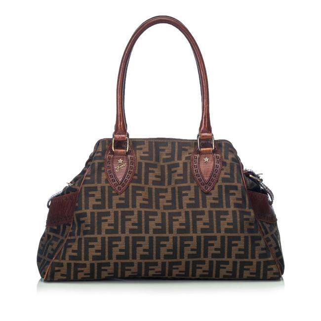 Fendi Zucca Jacquard Du Jour Brown Blend Leather Shoulder Bag 