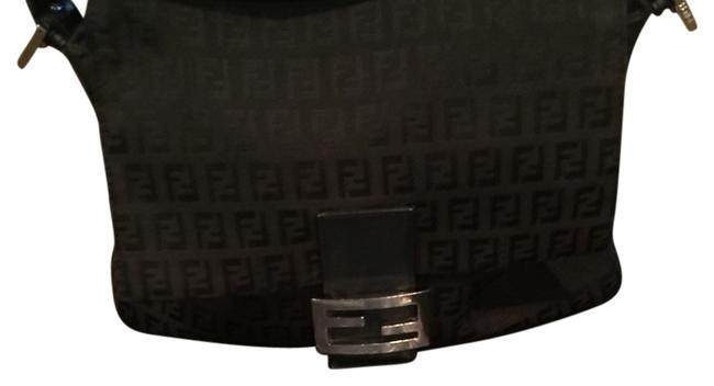 Fendi Zucca Larger Black Silver Shoulder Bag 