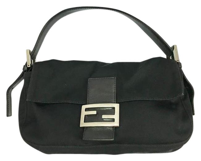 Fendi Zucca Leather Trim Black Synthetic Shoulder Bag 
