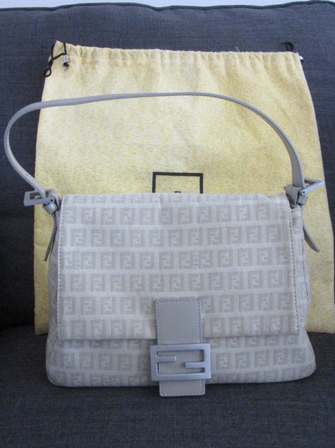 Fendi Zucca Mama Monogram Beige Canvas and Leather Shoulder Bag 