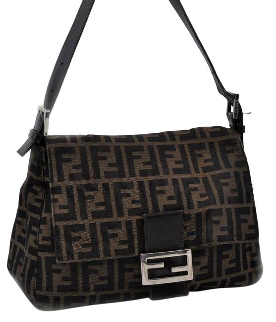 Fendi Zucca Mamma Baguette Brown Canvas Shoulder Bag 