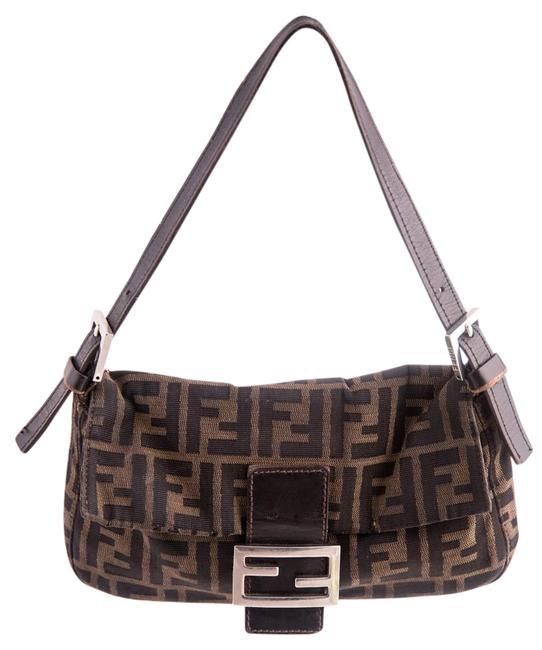 Fendi Flap * Zucca Mia Brown Canvas Shoulder Bag 