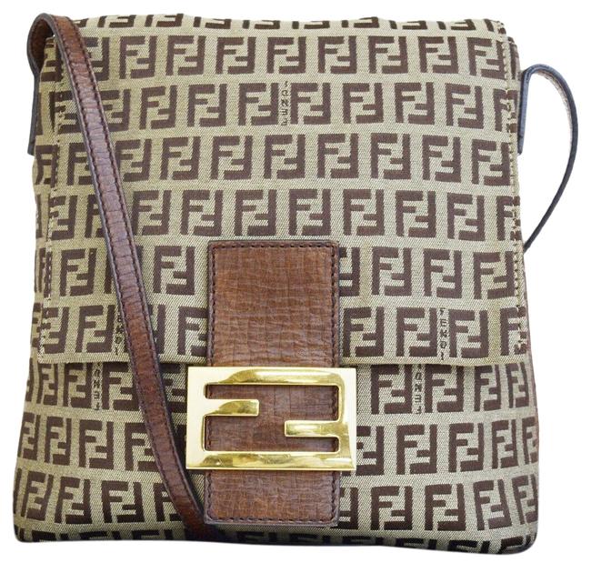 Fendi Zucca Monogram Browm Canvas Shoulder Bag 
