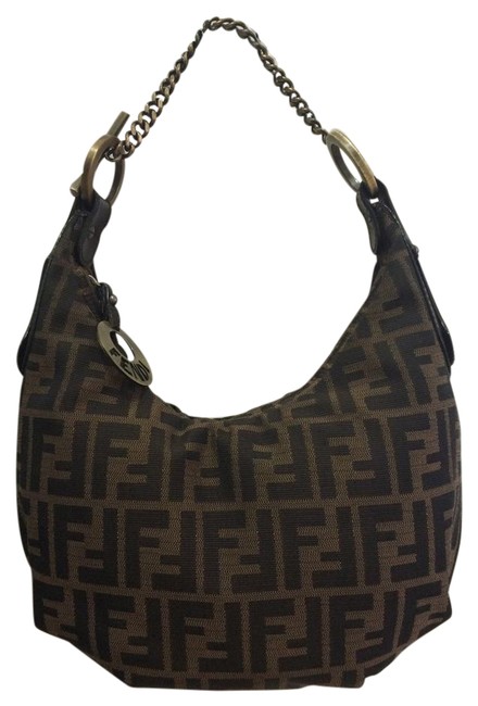 Fendi Zucca Monogram Brown Canvas Shoulder Bag 
