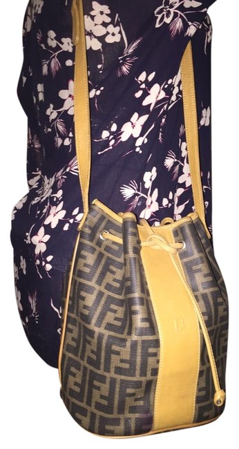 Fendi Bucket Zucca Monogrammed Brown Canvas Leather Shoulder Bag 