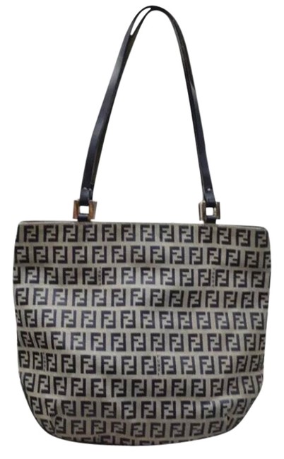 Fendi Zucca Navy Blue Canvas Shoulder Bag 