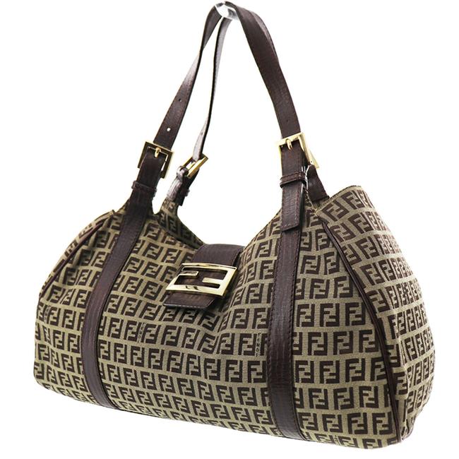 Fendi Zucca Pattern Brown Canvas Shoulder Bag 
