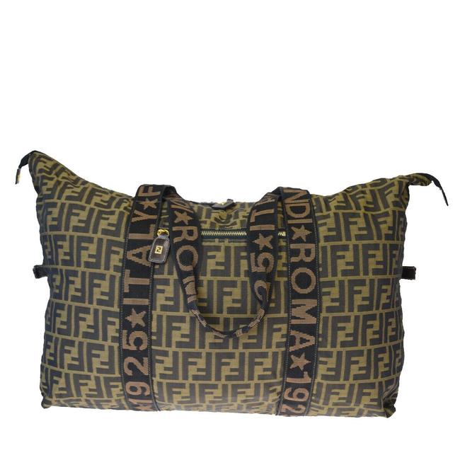 Fendi Zucca Pattern Brown Nylon Shoulder Bag 