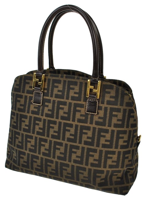 Fendi Zucca Pattern Italy Vintage Bt08432 Brown Nylon Leather Shoulder Bag 