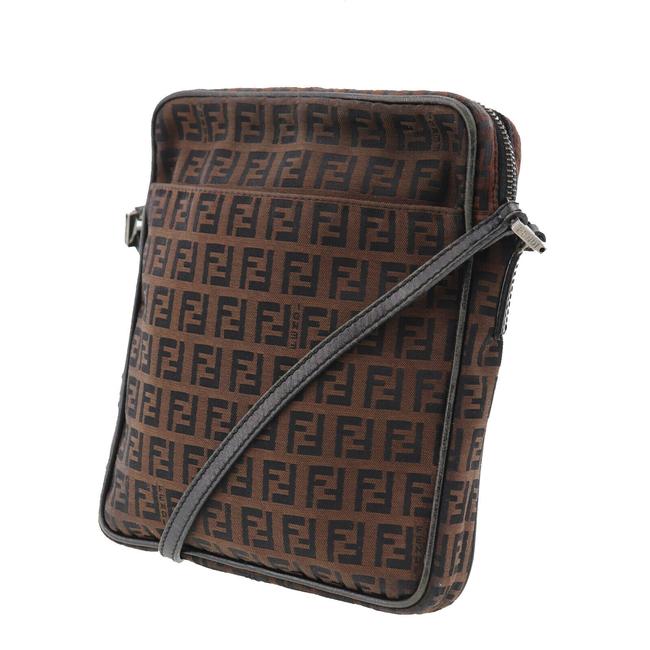 Fendi Zucca Pattern Purse Brown Canvas Shoulder Bag 