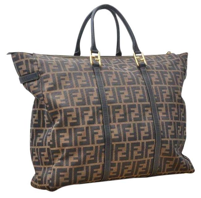 Fendi Zucca Pattern Pvc Nylon Tote 2way Large Shoulder Bag 