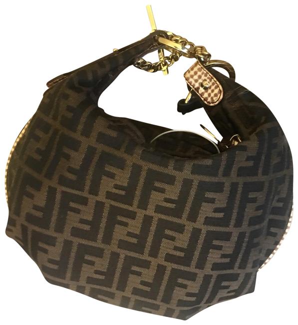 Fendi Zucca Print Brown Black Shoulder Bag 