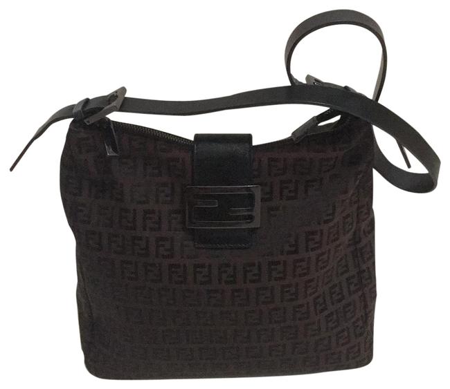 Fendi Zucca Print Brown Canvas Shoulder Bag 