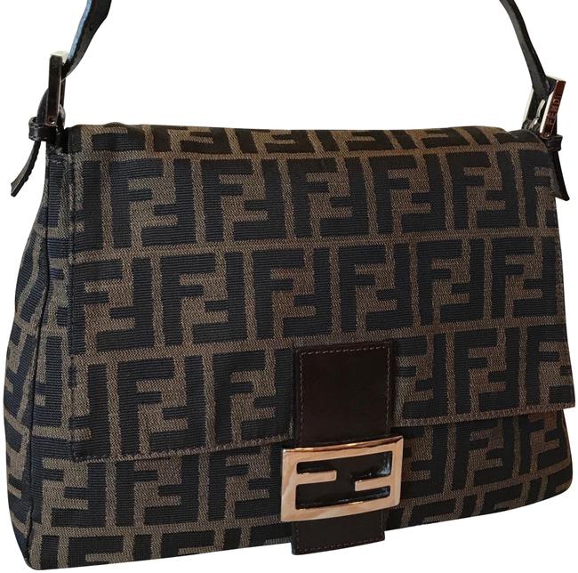 Fendi Zucca Print Mamma Baguette Brown Canvas Shoulder Bag 