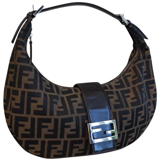 Fendi Zucca Print Mamma Baguette In Shw Brown Canvas Leather Shoulder Bag 