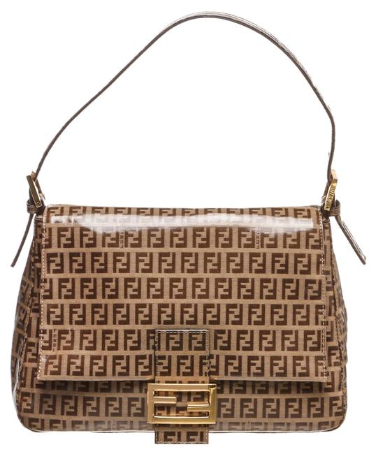 Fendi Zucca Print Tan Coated Canvas Shoulder Bag 