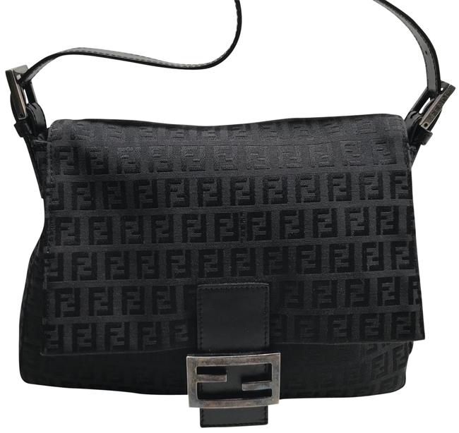 Fendi Zucca Purse Black Canvas Shoulder Bag 
